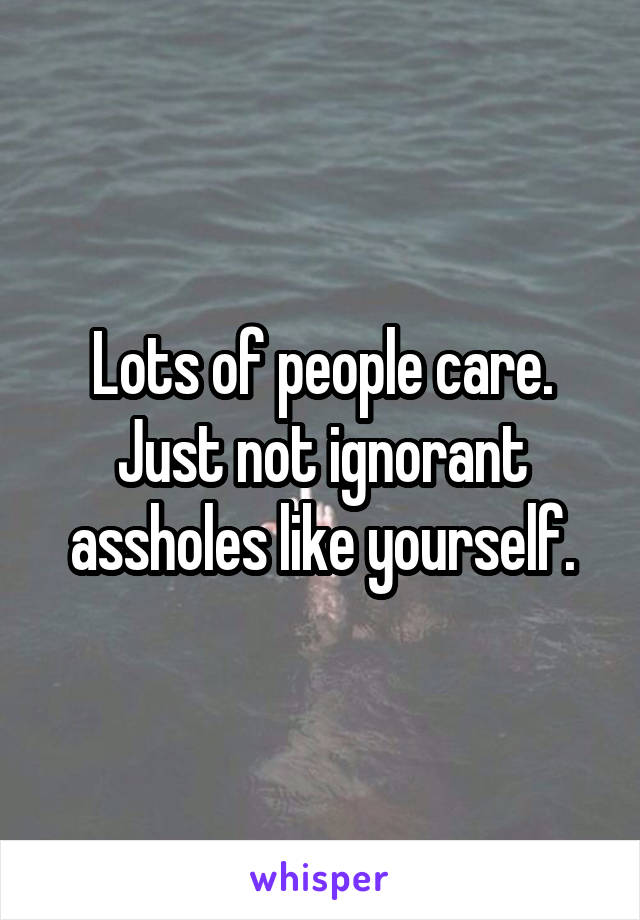 Lots of people care. Just not ignorant assholes like yourself.