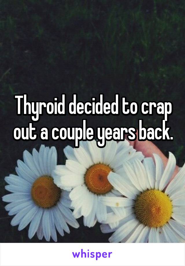 Thyroid decided to crap out a couple years back. 