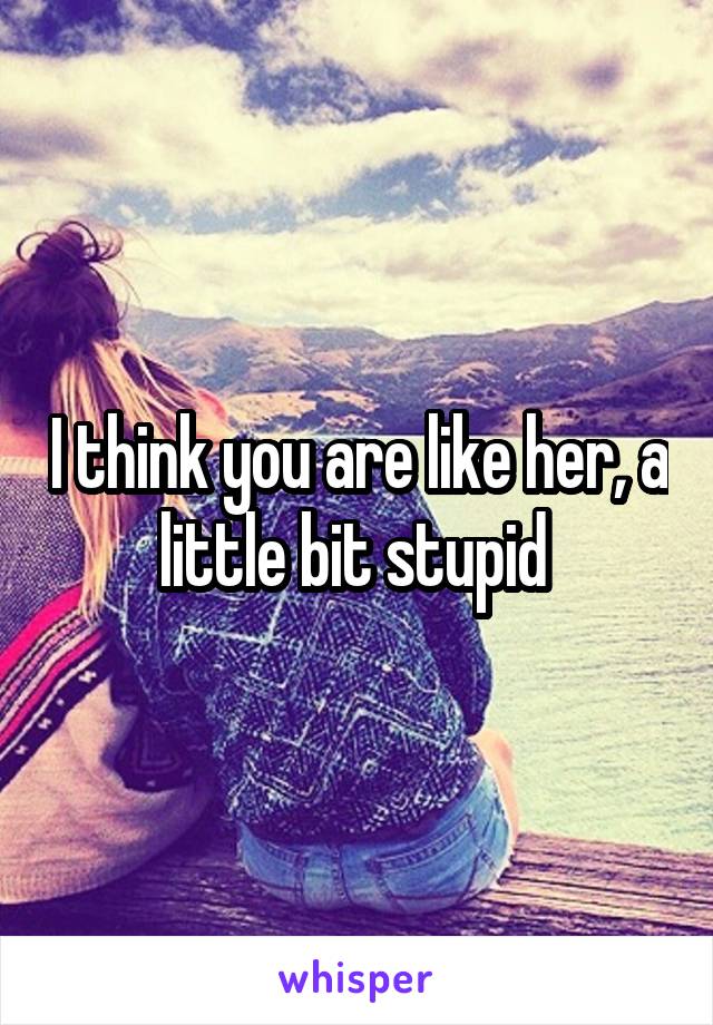 I think you are like her, a little bit stupid 