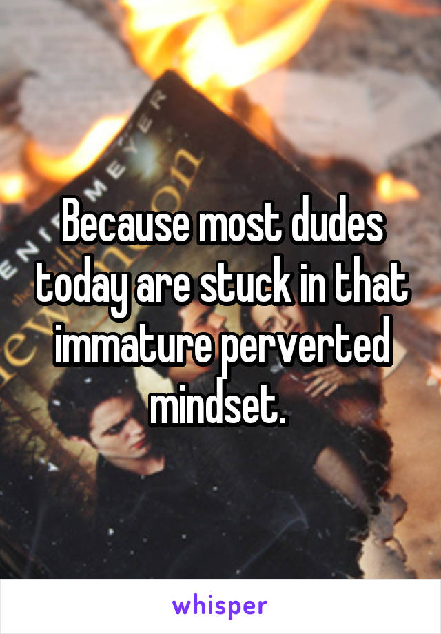 Because most dudes today are stuck in that immature perverted mindset. 