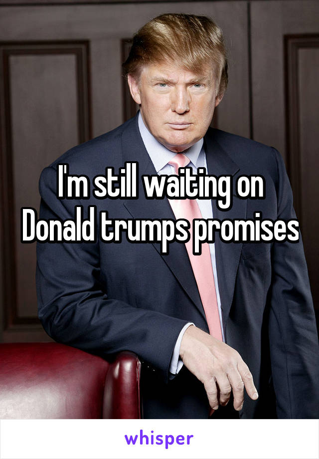 I'm still waiting on Donald trumps promises 