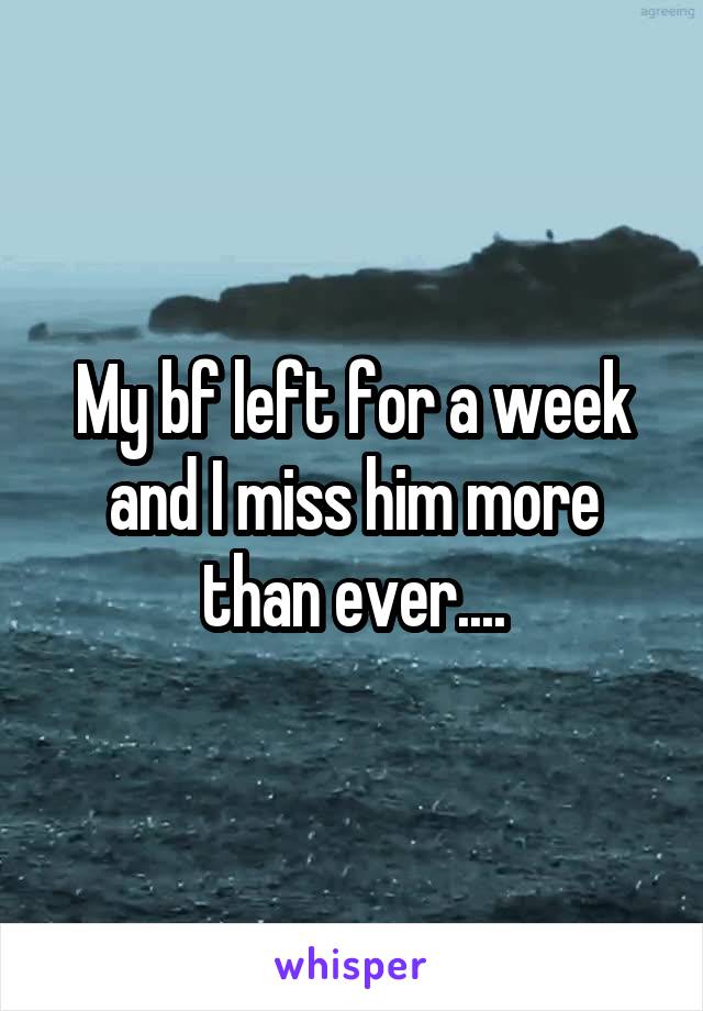 My bf left for a week and I miss him more than ever....