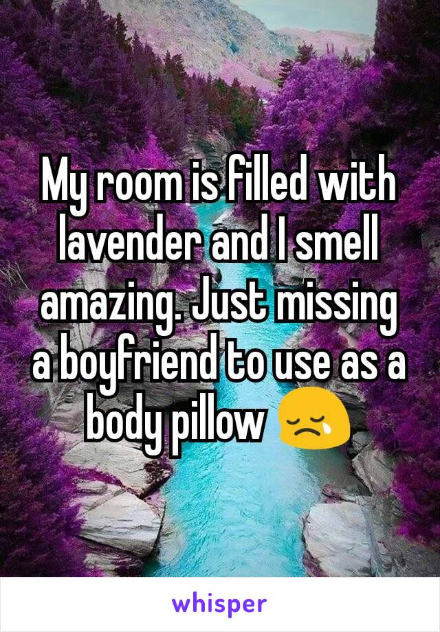 My room is filled with lavender and I smell amazing. Just missing a boyfriend to use as a body pillow 😢