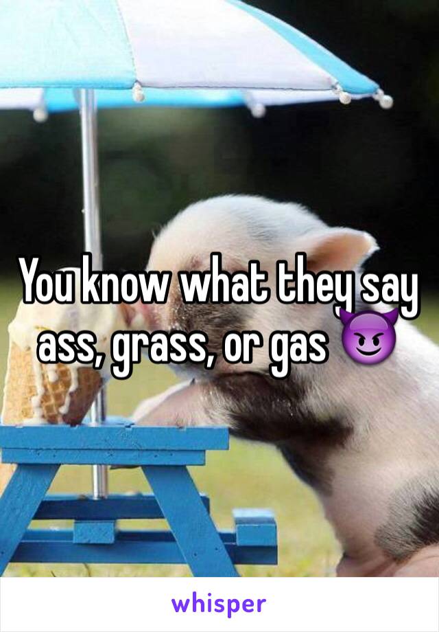 You know what they say ass, grass, or gas 😈