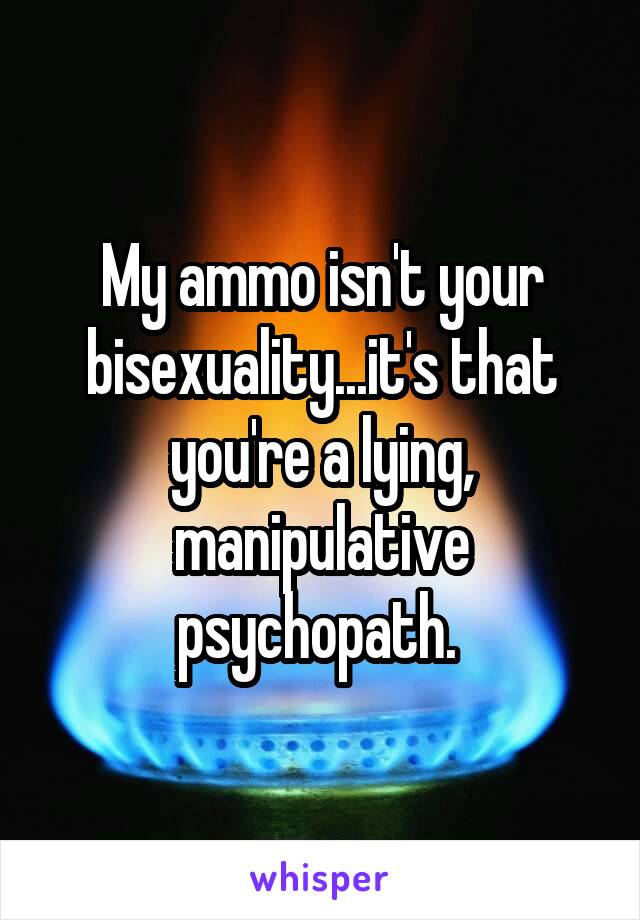 My ammo isn't your bisexuality...it's that you're a lying, manipulative psychopath. 