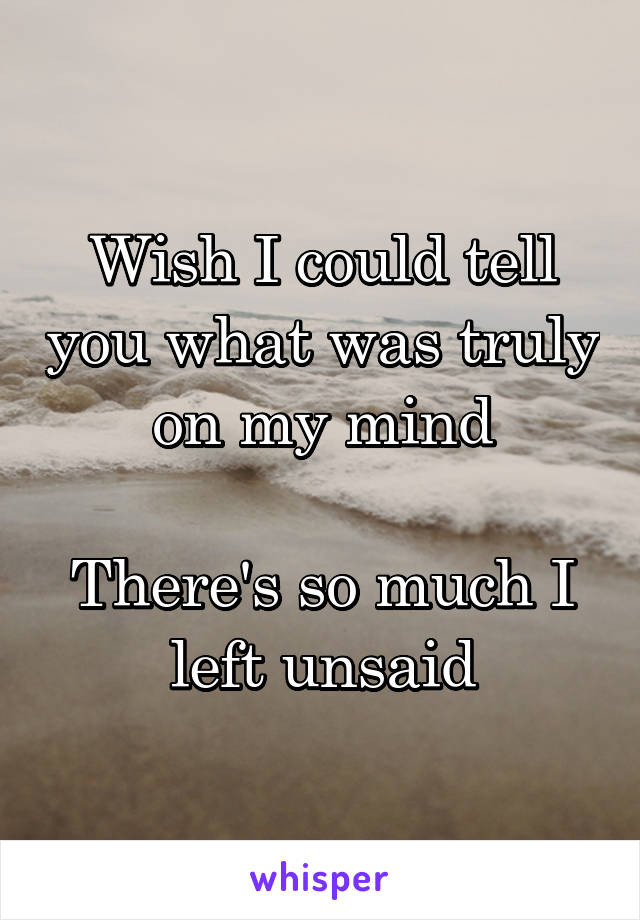 Wish I could tell you what was truly on my mind

There's so much I left unsaid