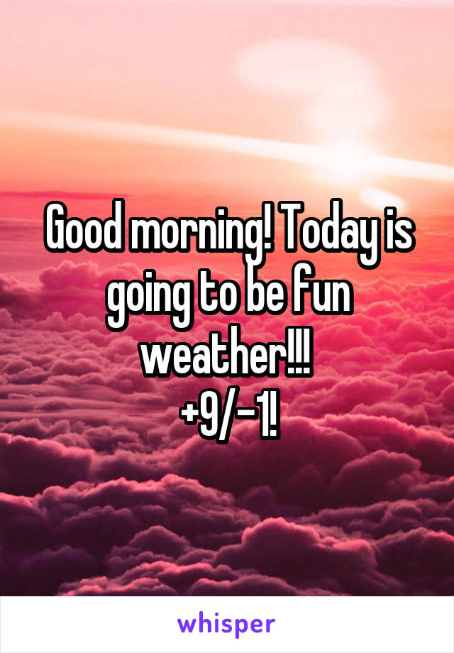 Good morning! Today is going to be fun weather!!! 
+9/-1!