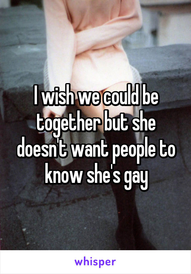 I wish we could be together but she doesn't want people to know she's gay