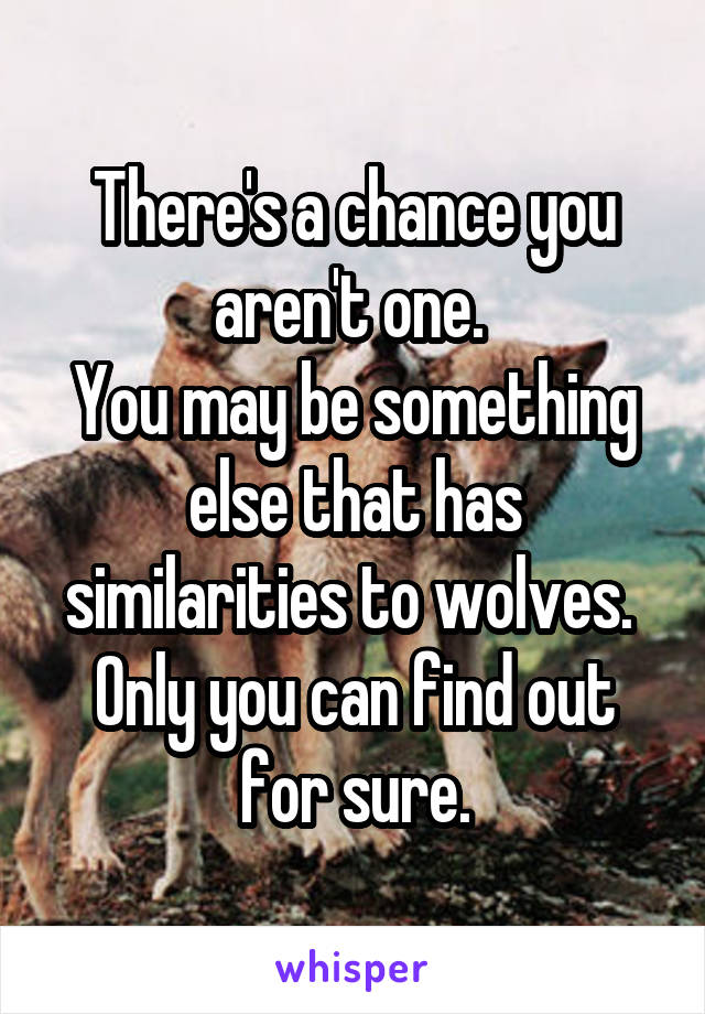 There's a chance you aren't one. 
You may be something else that has similarities to wolves. 
Only you can find out for sure.