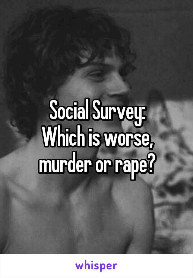 Social Survey:
Which is worse, murder or rape?