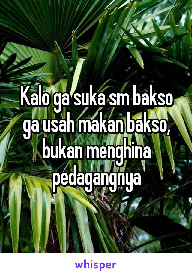 Kalo ga suka sm bakso ga usah makan bakso, bukan menghina pedagangnya