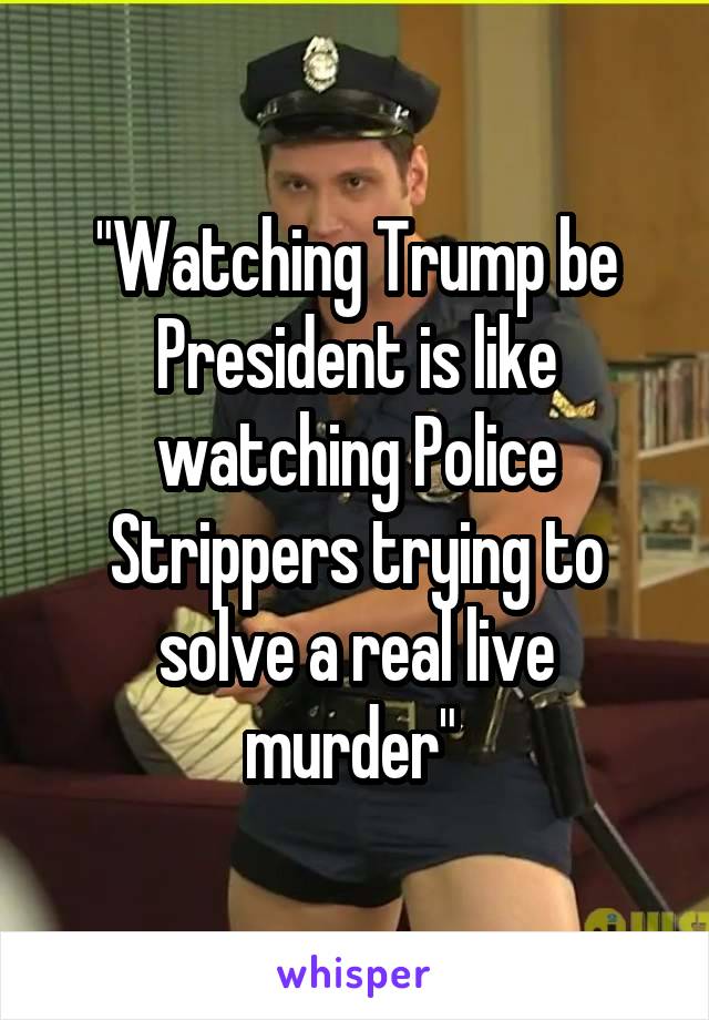 "Watching Trump be President is like watching Police Strippers trying to solve a real live murder" 