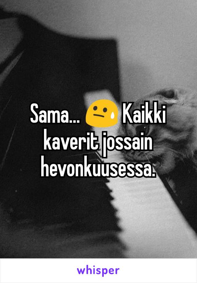 Sama... 😓 Kaikki kaverit jossain hevonkuusessa.