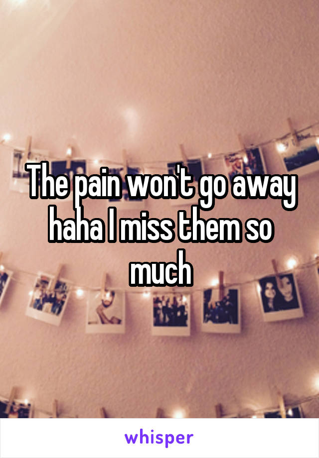 The pain won't go away haha I miss them so much