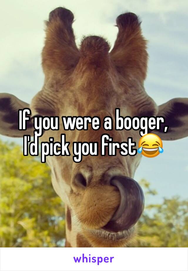 If you were a booger,
I'd pick you first😂