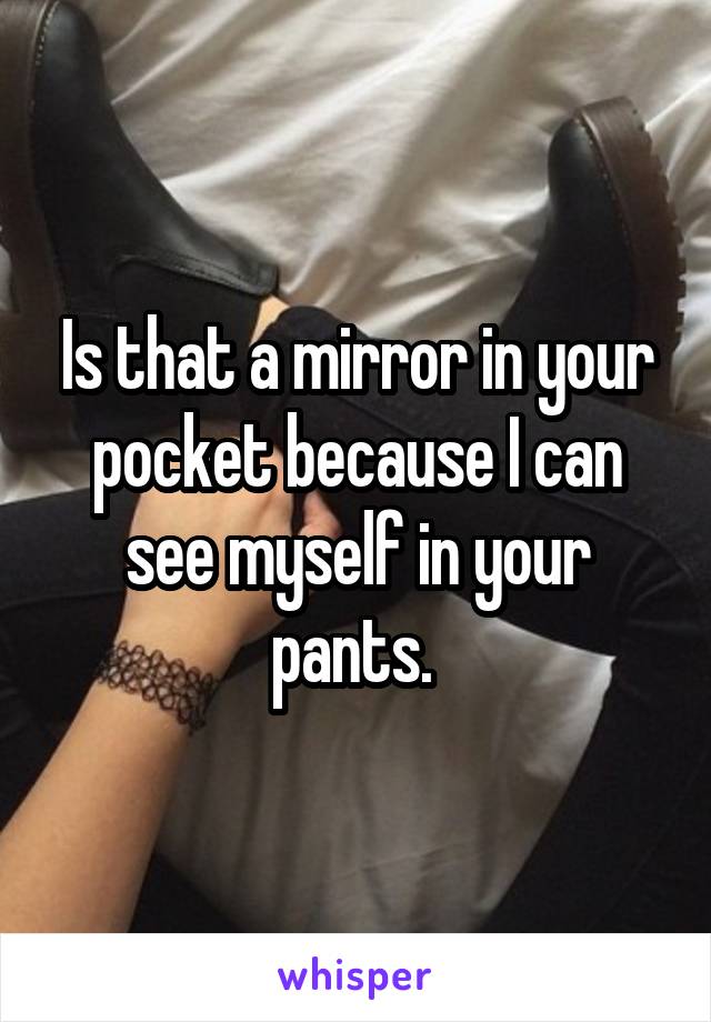 Is that a mirror in your pocket because I can see myself in your pants. 