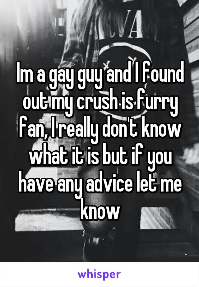 Im a gay guy and I found out my crush is furry fan, I really don't know what it is but if you have any advice let me know