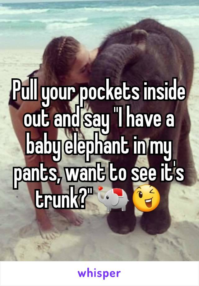 Pull your pockets inside out and say "I have a baby elephant in my pants, want to see it's trunk?" 🐘😉