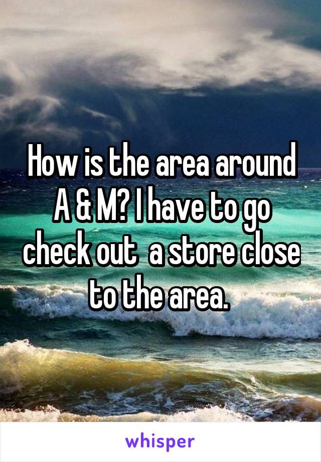 How is the area around A & M? I have to go check out  a store close to the area. 