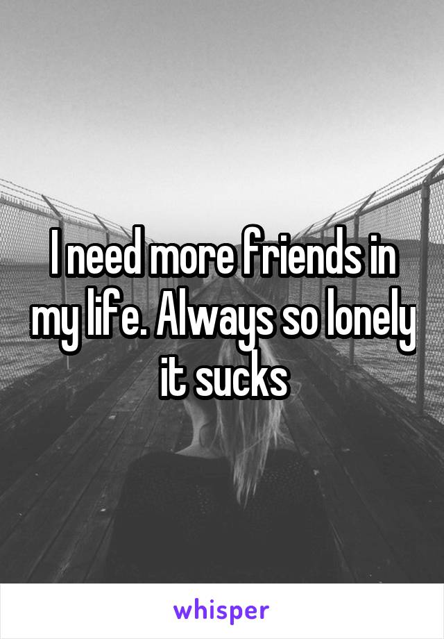 I need more friends in my life. Always so lonely it sucks