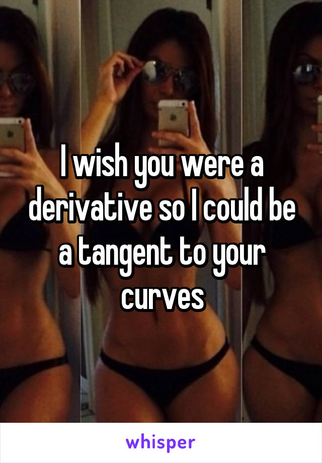 I wish you were a derivative so I could be a tangent to your curves