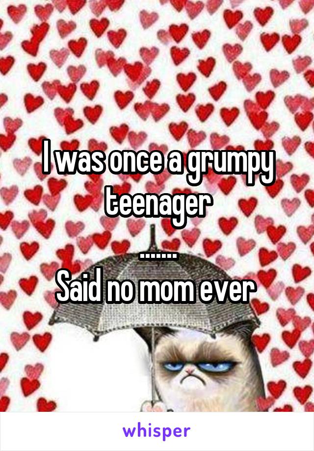 I was once a grumpy teenager
.......
Said no mom ever 