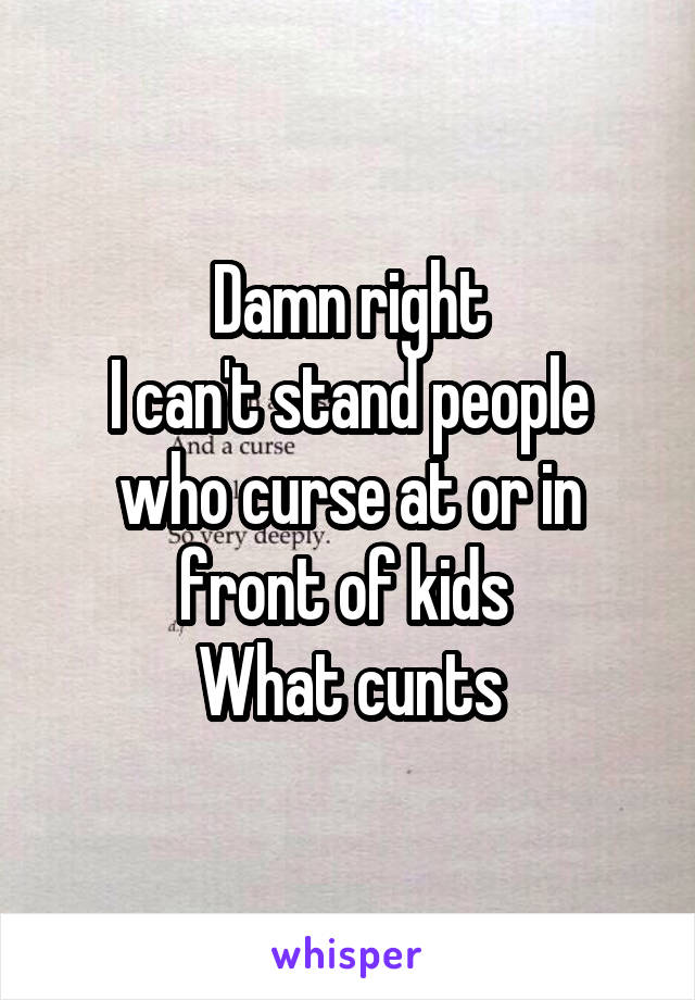 Damn right
I can't stand people who curse at or in front of kids 
What cunts