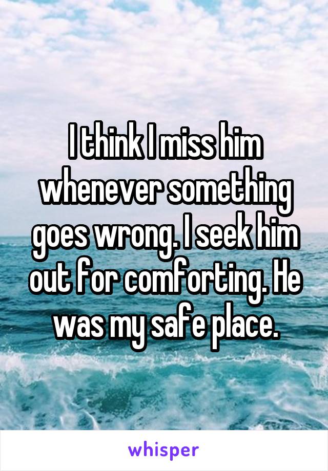 I think I miss him whenever something goes wrong. I seek him out for comforting. He was my safe place.