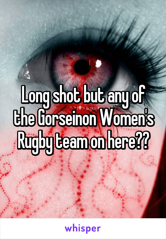 Long shot but any of the Gorseinon Women's Rugby team on here??