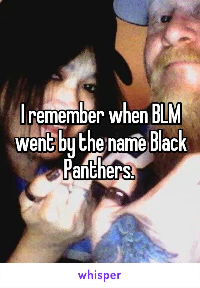 I remember when BLM went by the name Black Panthers. 