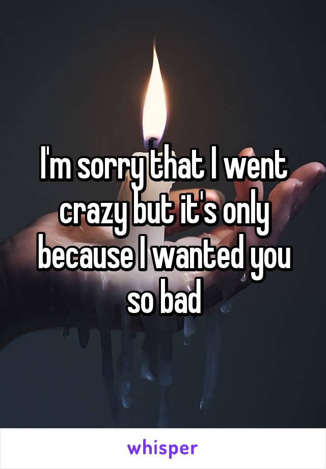 I'm sorry that I went crazy but it's only because I wanted you so bad