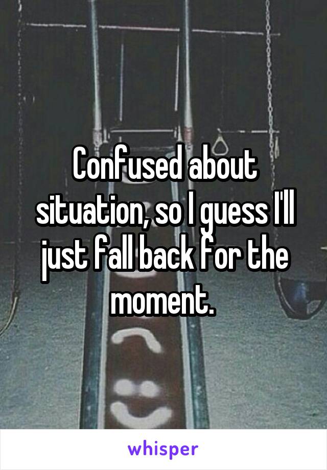 Confused about situation, so I guess I'll just fall back for the moment. 