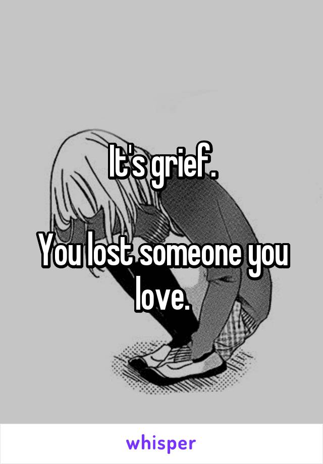 It's grief.

You lost someone you love.