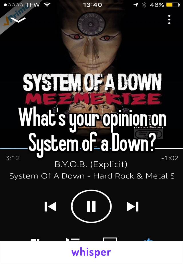 What's your opinion on System of a Down?