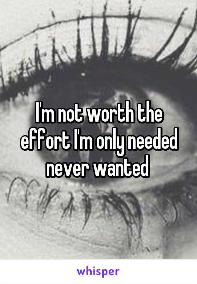 I'm not worth the effort I'm only needed never wanted 