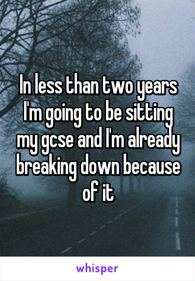 In less than two years I'm going to be sitting my gcse and I'm already breaking down because of it