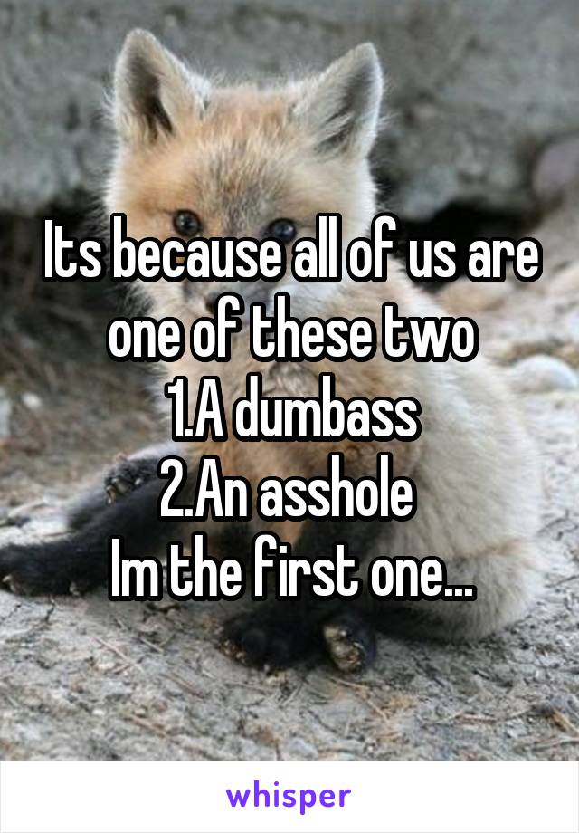 Its because all of us are one of these two
1.A dumbass
2.An asshole 
Im the first one...