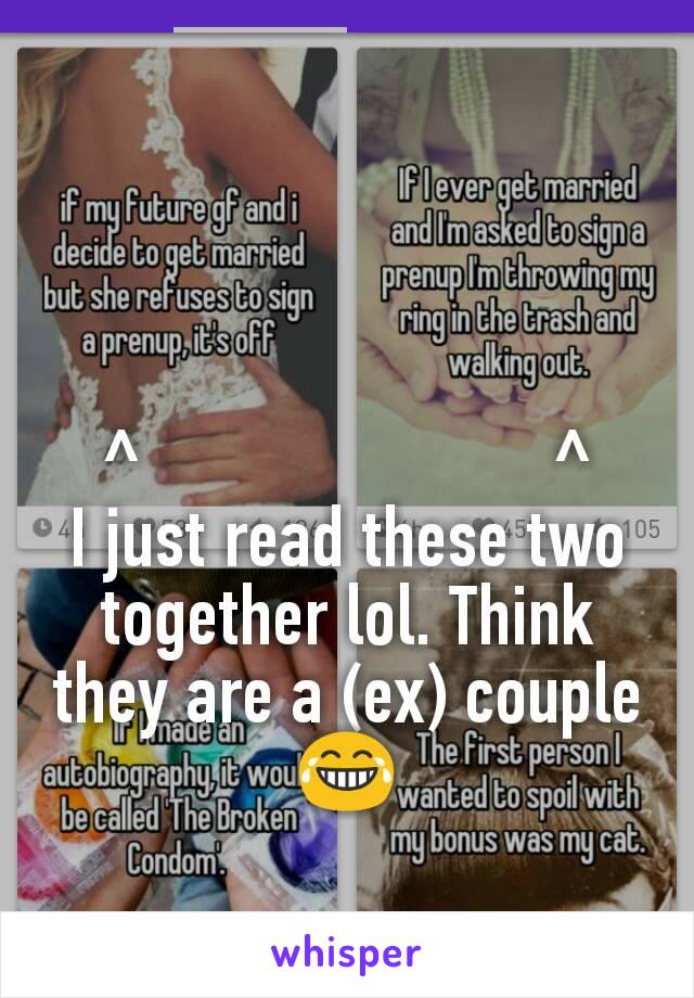 


^                        ^
I just read these two together lol. Think they are a (ex) couple 😂