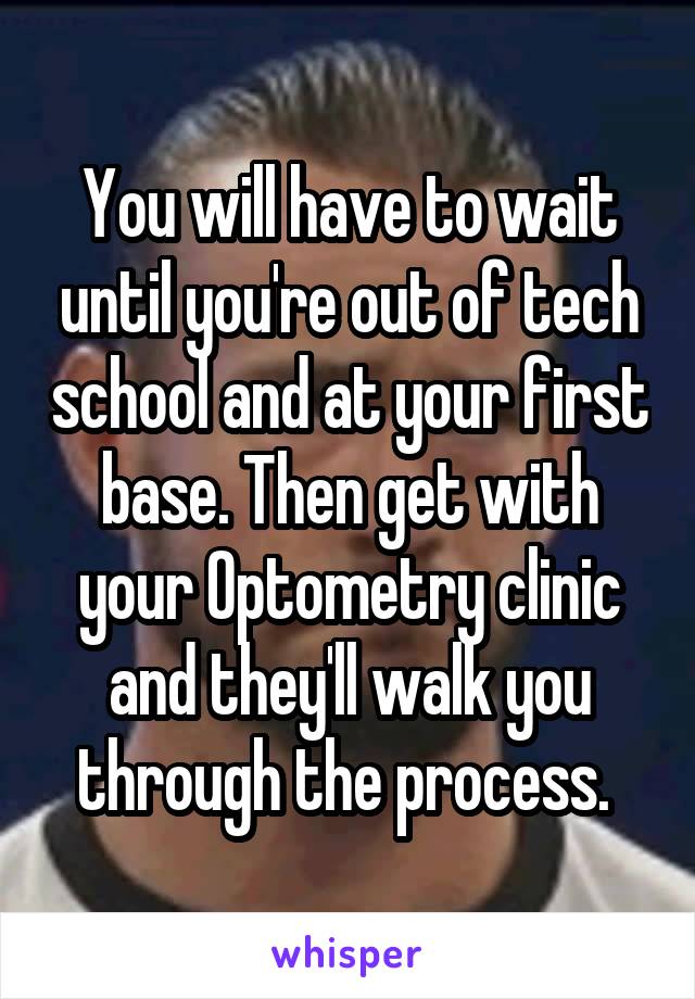 You will have to wait until you're out of tech school and at your first base. Then get with your Optometry clinic and they'll walk you through the process. 