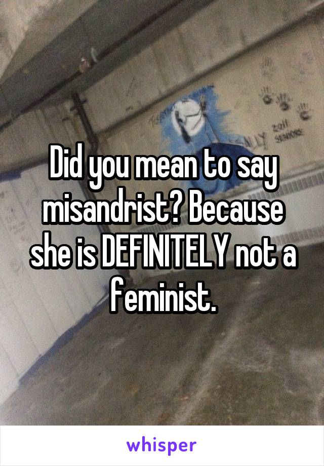 Did you mean to say misandrist? Because she is DEFINITELY not a feminist.