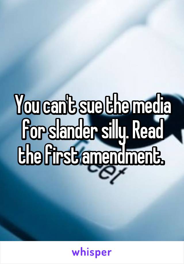 You can't sue the media for slander silly. Read the first amendment. 