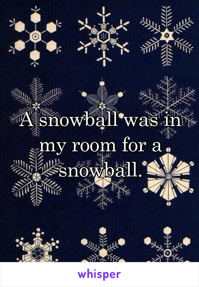 A snowball was in my room for a snowball.