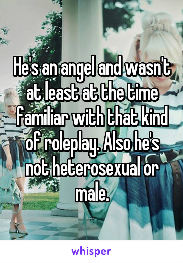 He's an angel and wasn't at least at the time familiar with that kind of roleplay. Also he's not heterosexual or male.