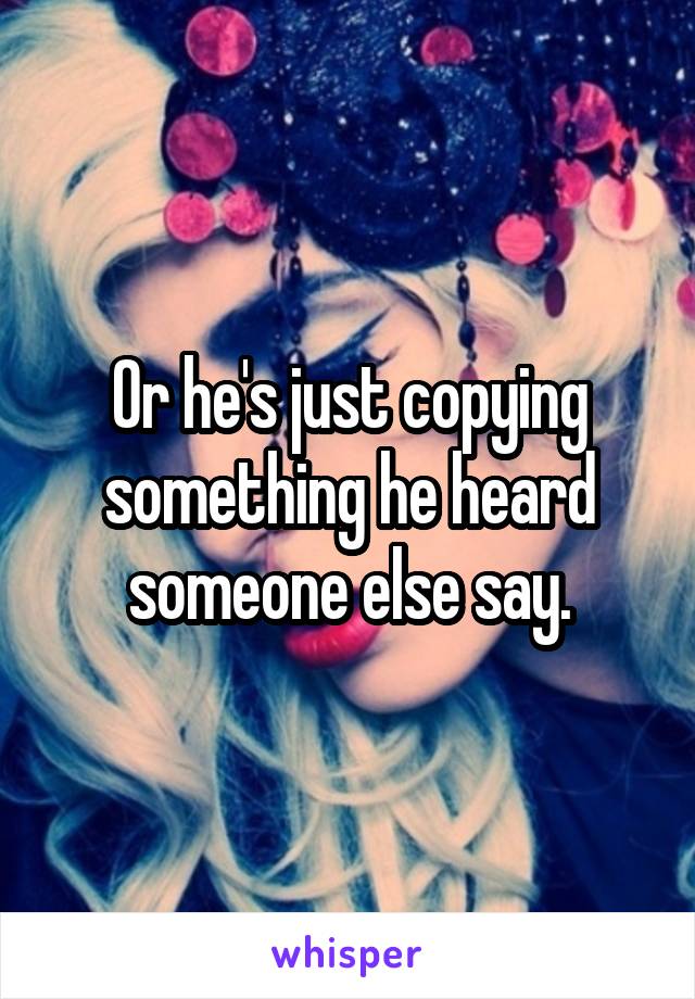 Or he's just copying something he heard someone else say.