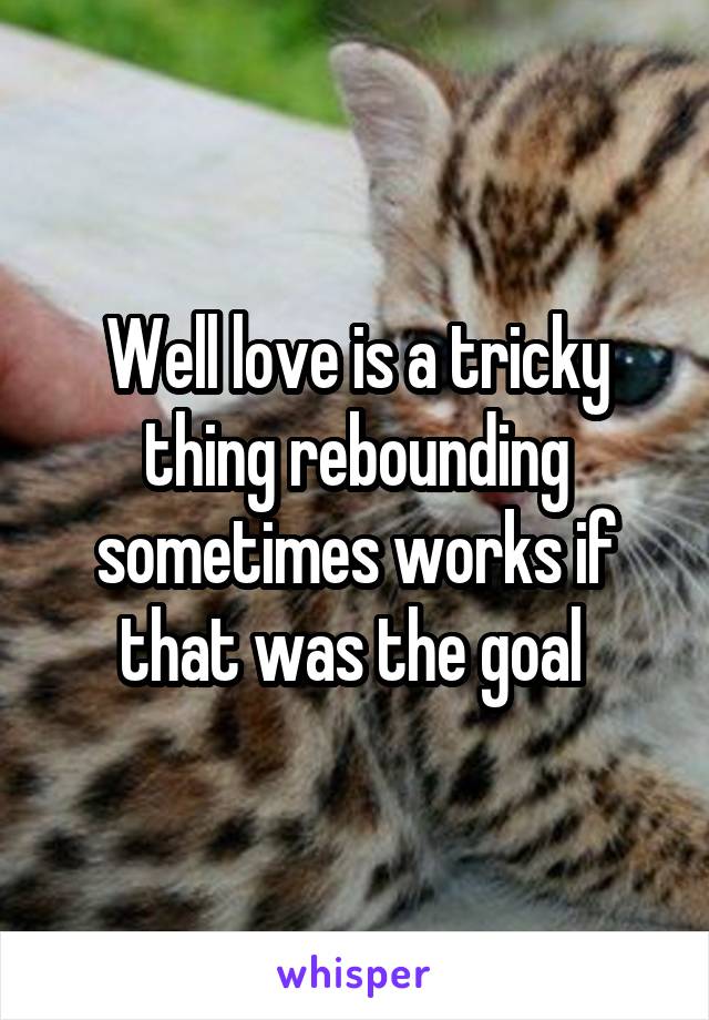 Well love is a tricky thing rebounding sometimes works if that was the goal 