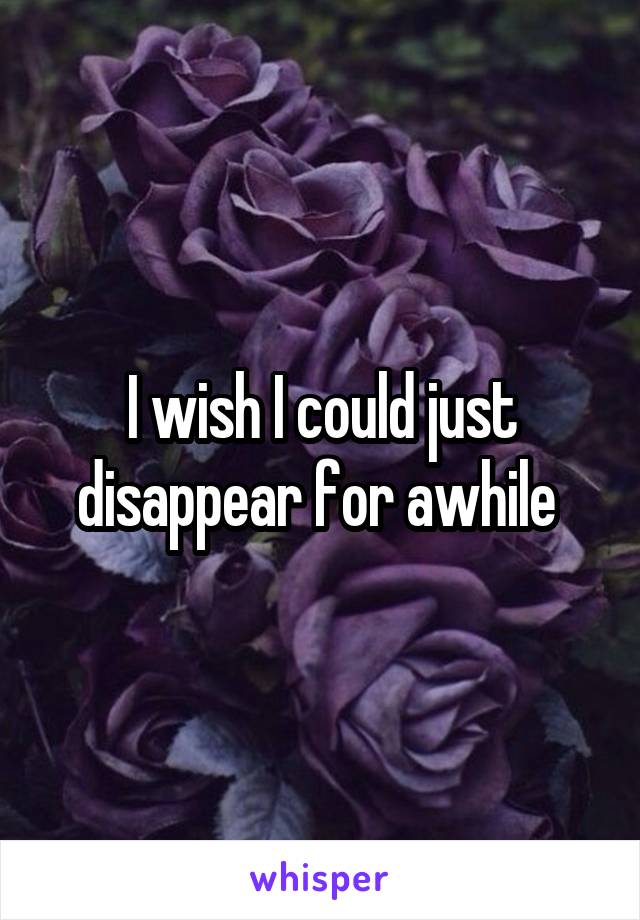 I wish I could just disappear for awhile 