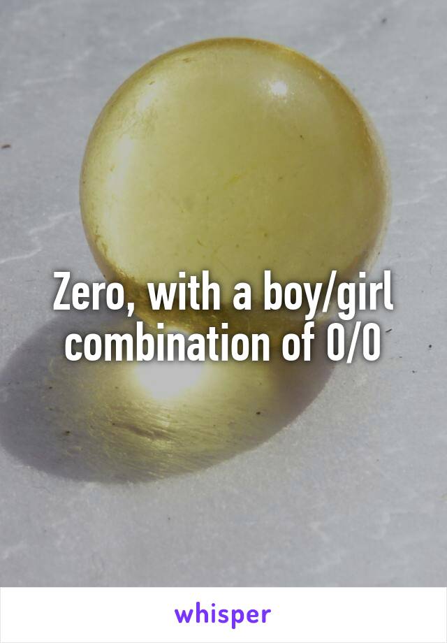 Zero, with a boy/girl combination of 0/0