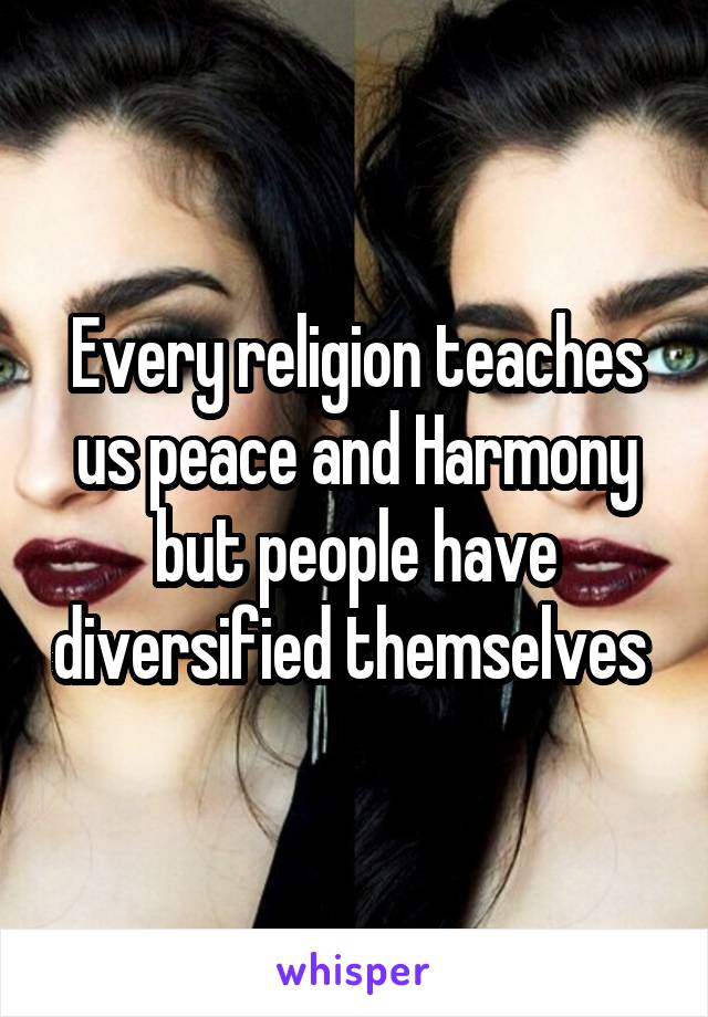 Every religion teaches us peace and Harmony but people have diversified themselves 