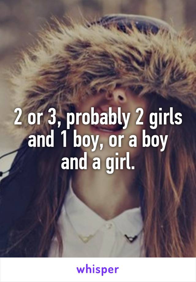 2 or 3, probably 2 girls and 1 boy, or a boy and a girl.
