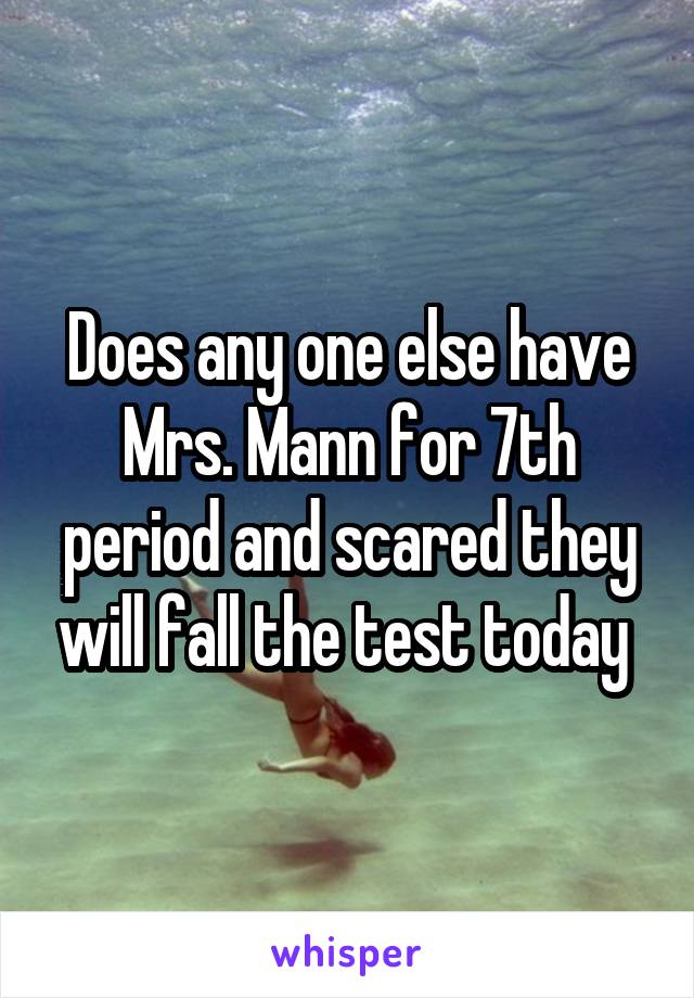 Does any one else have Mrs. Mann for 7th period and scared they will fall the test today 